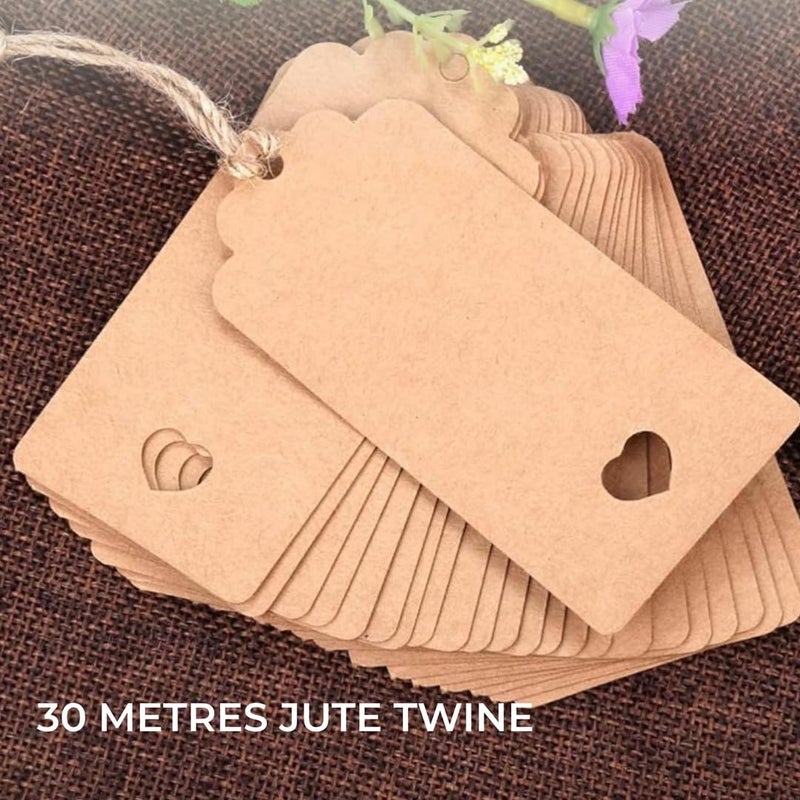 H&S Kraft Paper Blank Tags for Christmas Gifts - 120pcs Multi-Function Brown Paper Tag with String Attached for Weddings - Heart Shape Cut Gift Tags for Gift Bags and Decoration - Image 5